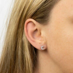 Elements Clear Cubic Zirconia Moon Boxed Stud Earrings 5 Elements Clear Cubic Zirconia Moon Boxed Stud Earrings -gifts shop gecko elements jewellery e5986c