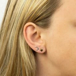 Elements Star And Moon Boxed Stud Earrings -gifts shop gecko elements jewellery e6008