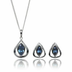 Elements Montana Crystal Teardrop 2 Piece Jewellery Set
