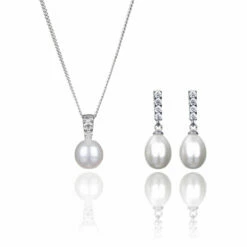 Elements Pearl & Crystal 2 Piece Jewellery Set