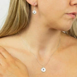 Elements Sapphire Crystal Round 2 Piece Jewellery Set -gifts shop gecko elements sapphire crystal round silver necklace and earrings lifestyle