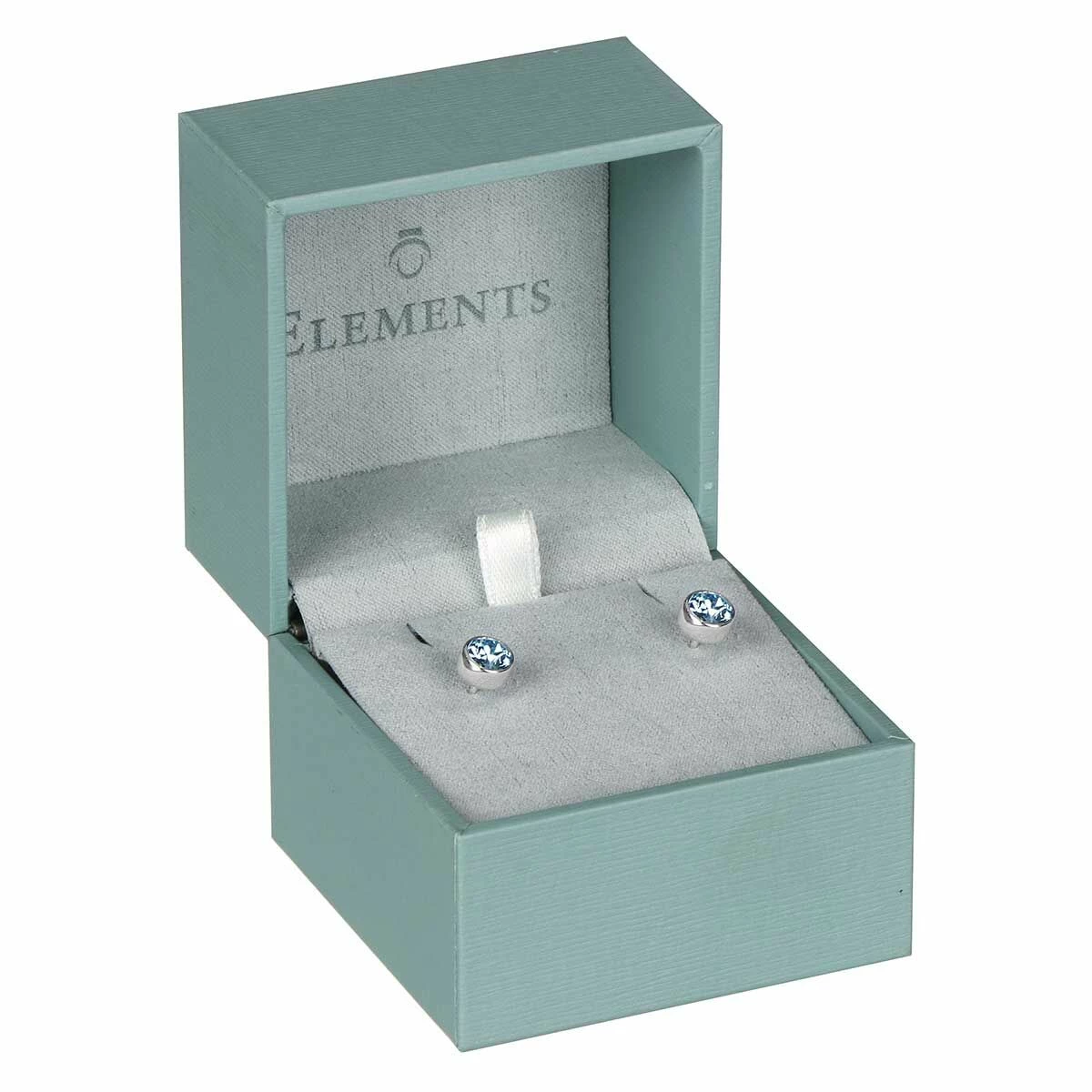 Elements Aquamarine Boxed Silver Stud Earrings 2 Elements Aquamarine Boxed Silver Stud Earrings - Image 2