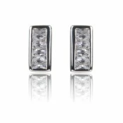 Elements Clear CZ Channel Set Boxed Stud Earrings