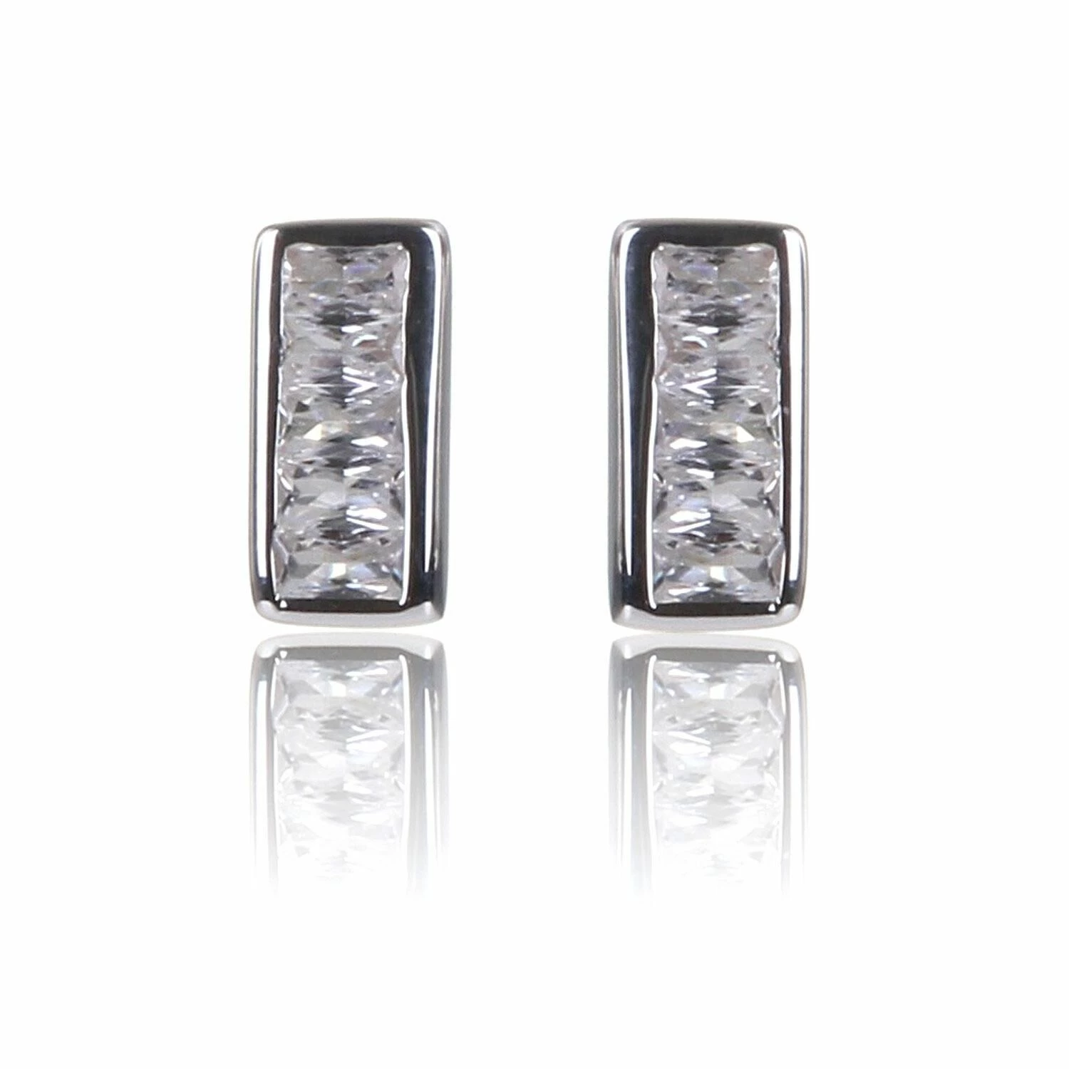Elements Clear CZ Channel Set Boxed Stud Earrings 1 Elements Clear CZ Channel Set Boxed Stud Earrings