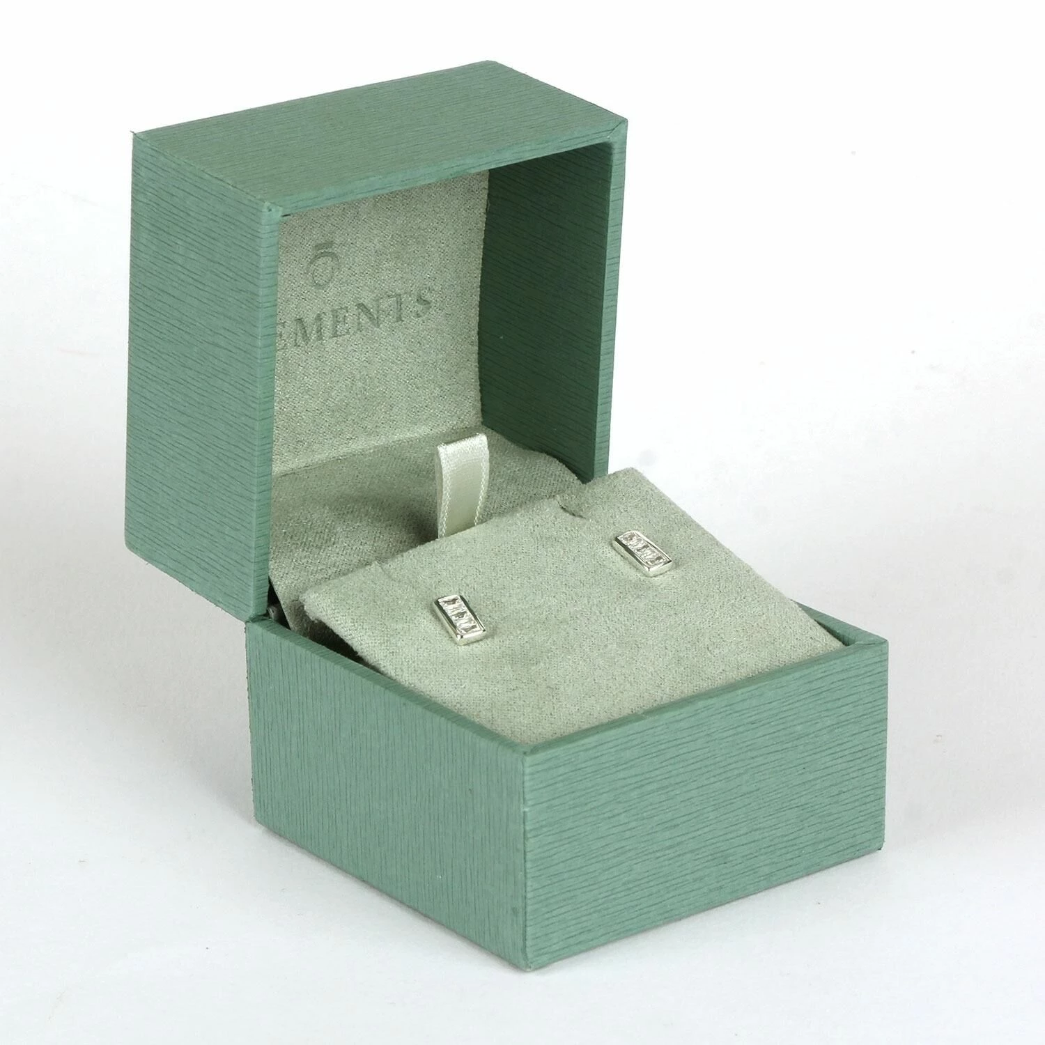 Elements Clear CZ Channel Set Boxed Stud Earrings 2 Elements Clear CZ Channel Set Boxed Stud Earrings - Image 2