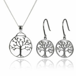 Elements Silver Tree Of Life 2 Piece Jewellery Set