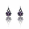 Elements Amethyst Teardrop Silver Stud Earrings
