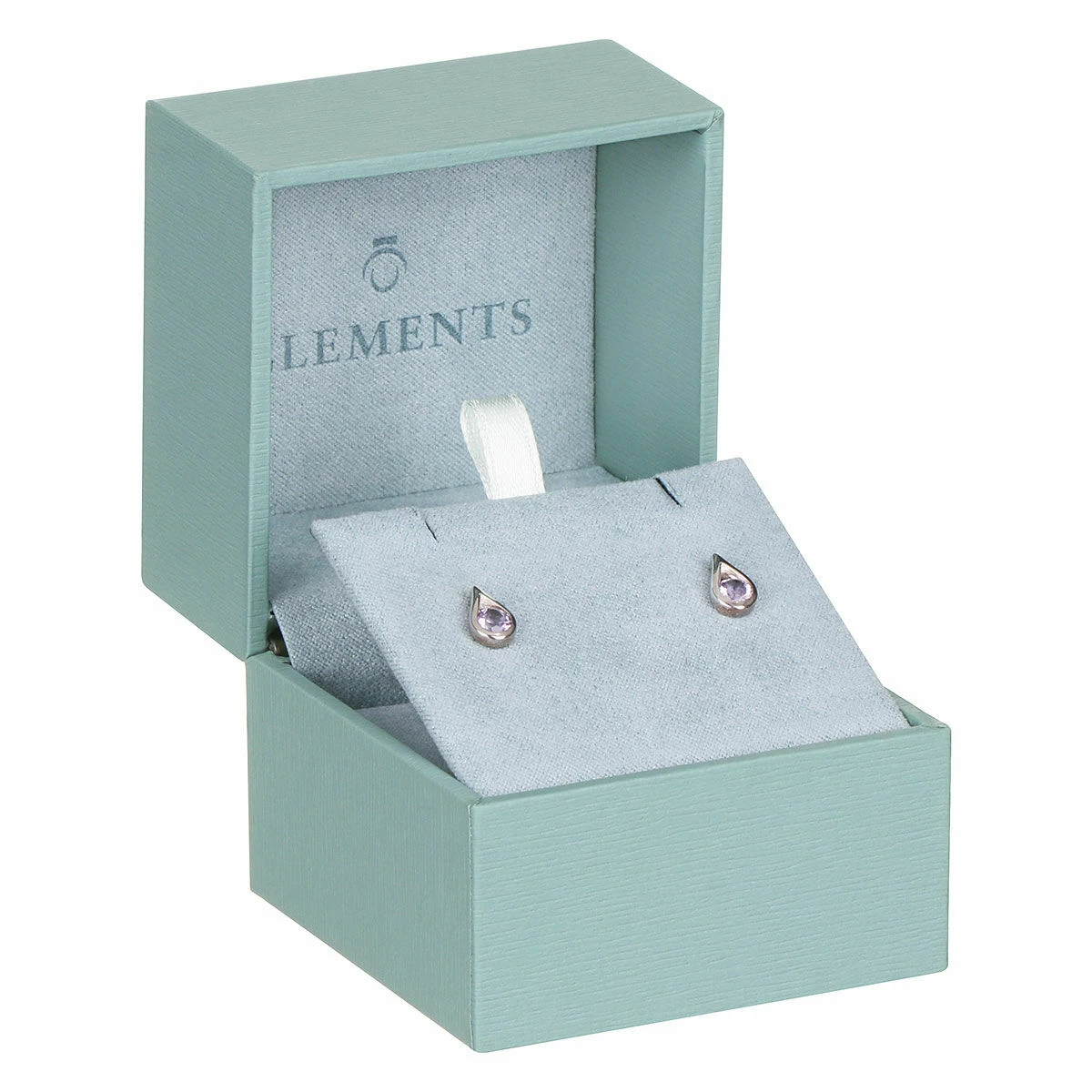 Elements Amethyst Teardrop Silver Stud Earrings 2 Elements Amethyst Teardrop Silver Stud Earrings - Image 2