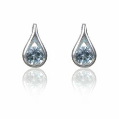 Elements Blue Topaz Teardrop Silver Stud Earrings