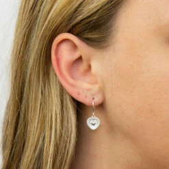 Elements Sun Ray Textured Heart Silver Drop Earrings -gifts shop gecko tge6002 elements sun ray textured heart silver drop earrings lifestyle 1