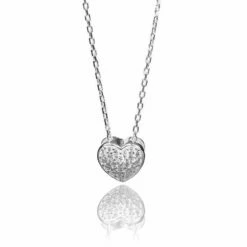 Elements Clear Cubic Zirconia Boxed Heart Necklace