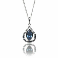 Elements Montana Crystal Teardrop Boxed Silver Pendant