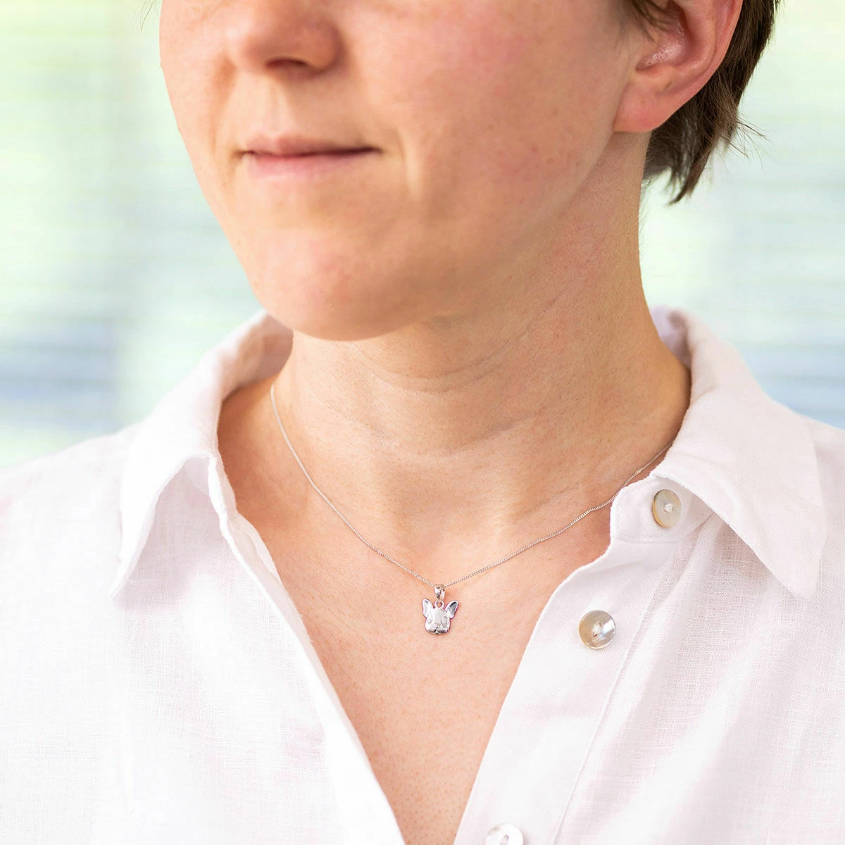 Elements French Bulldog Pendant Silver Necklace 3 Elements French Bulldog Pendant Silver Necklace - Image 3