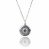 Elements Sapphire Crystal Round Pendant Silver Necklace