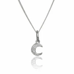 Elements Clear Cubic Zirconia Moon Boxed Pendant