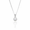 Elements Pearl & Cubic Zirconia Pendant Silver Necklace