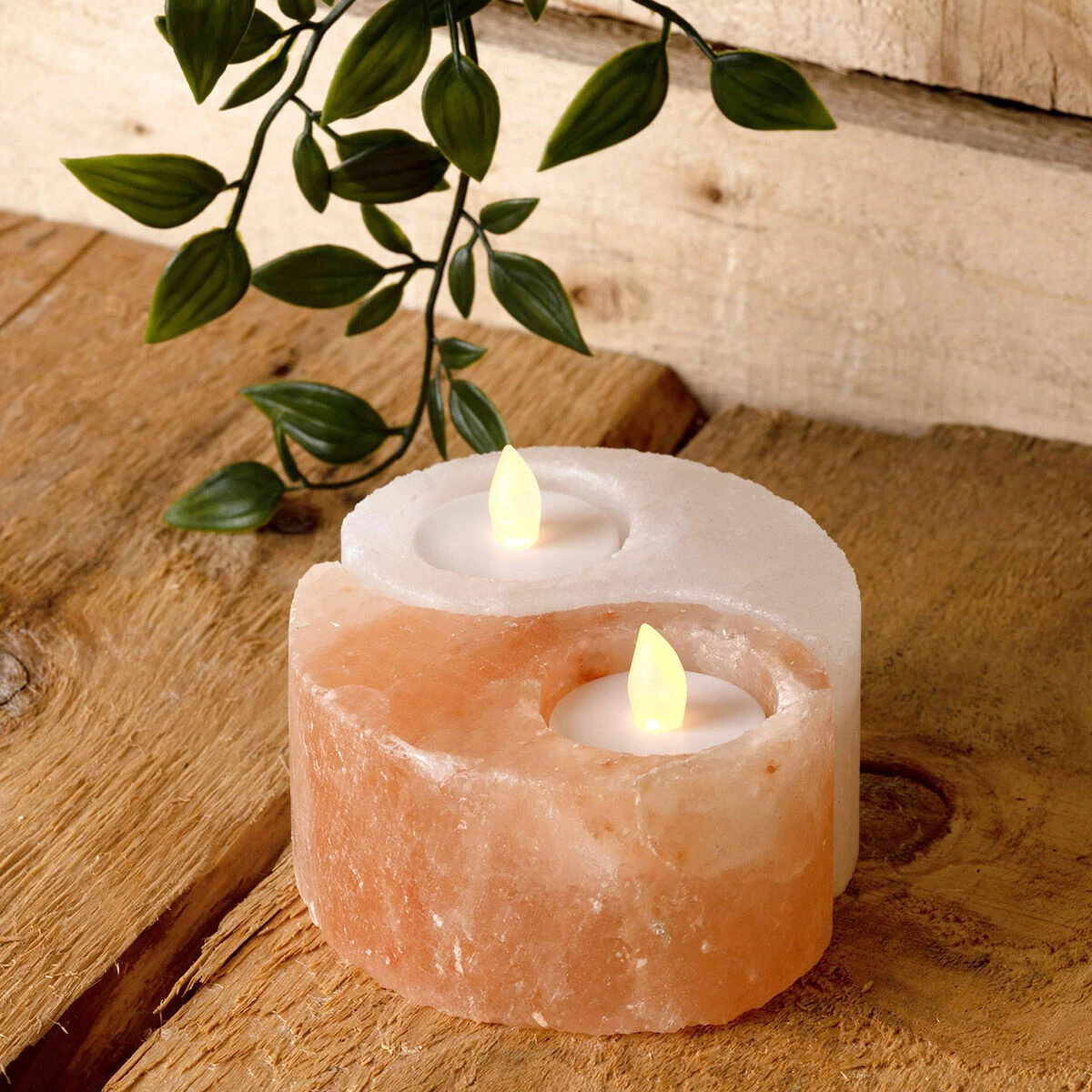 Widdop & Co Yin And Yang Rock Salt Double Tea Light Holder 2 Widdop & Co Yin And Yang Rock Salt Double Tea Light Holder - Image 2
