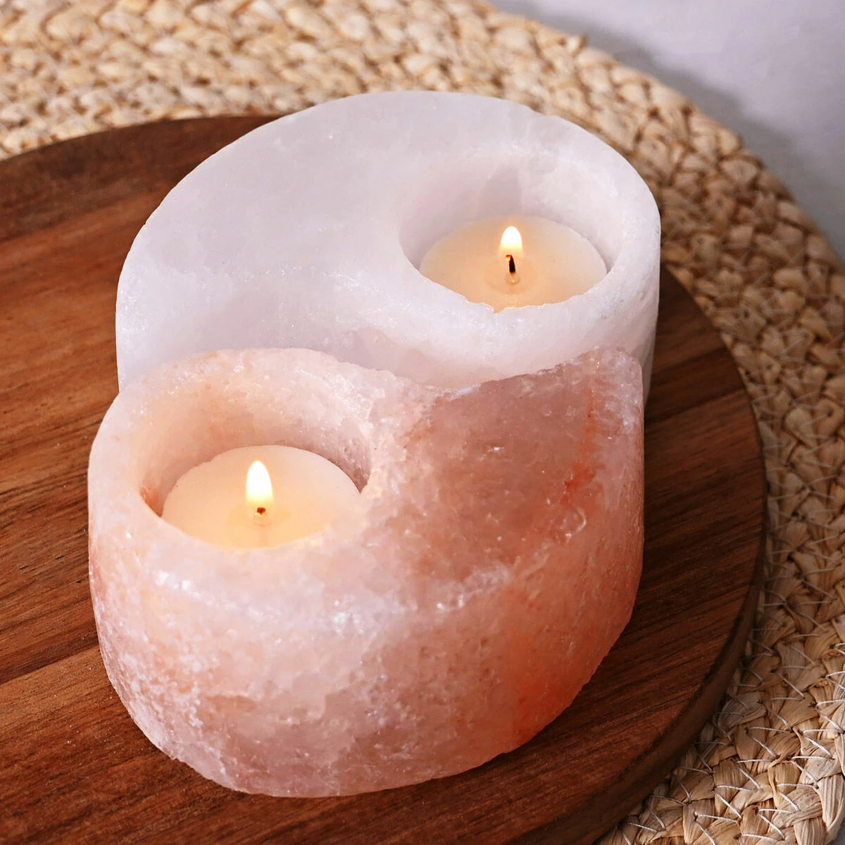 Widdop & Co Yin And Yang Rock Salt Double Tea Light Holder 1 Widdop & Co Yin And Yang Rock Salt Double Tea Light Holder