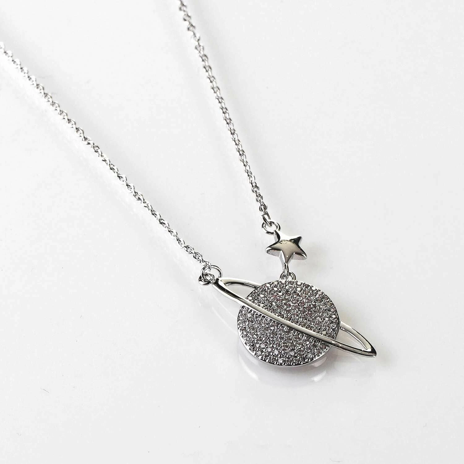 Equilibrium Celestial Planet White Gold Plated Necklace 1 Equilibrium Celestial Planet White Gold Plated Necklace