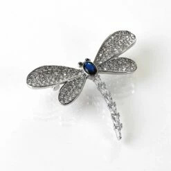 Equilibrium Glitzy Dragonfly White Gold Plated Brooch