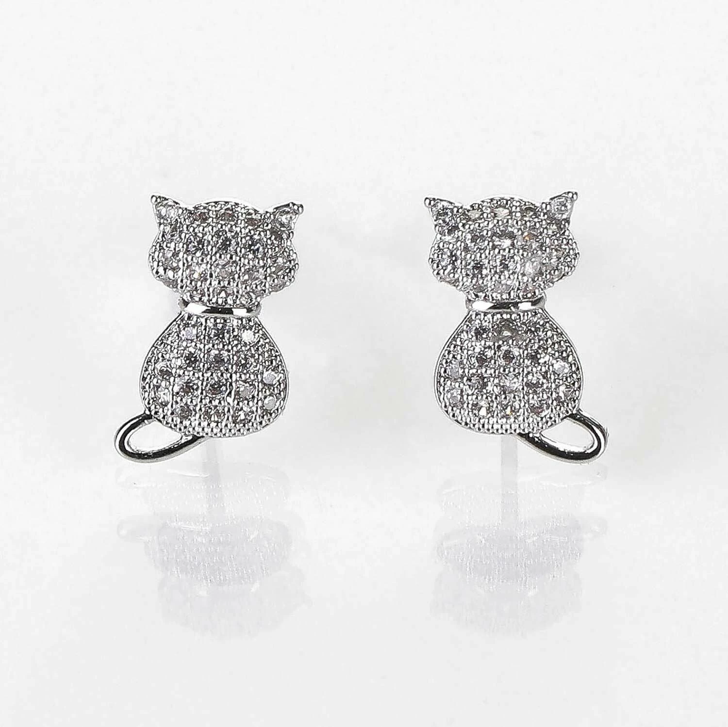 Equilibrium Pavé Cats Stud Silver Plated Earrings 1 Equilibrium Pavé Cats Stud Silver Plated Earrings