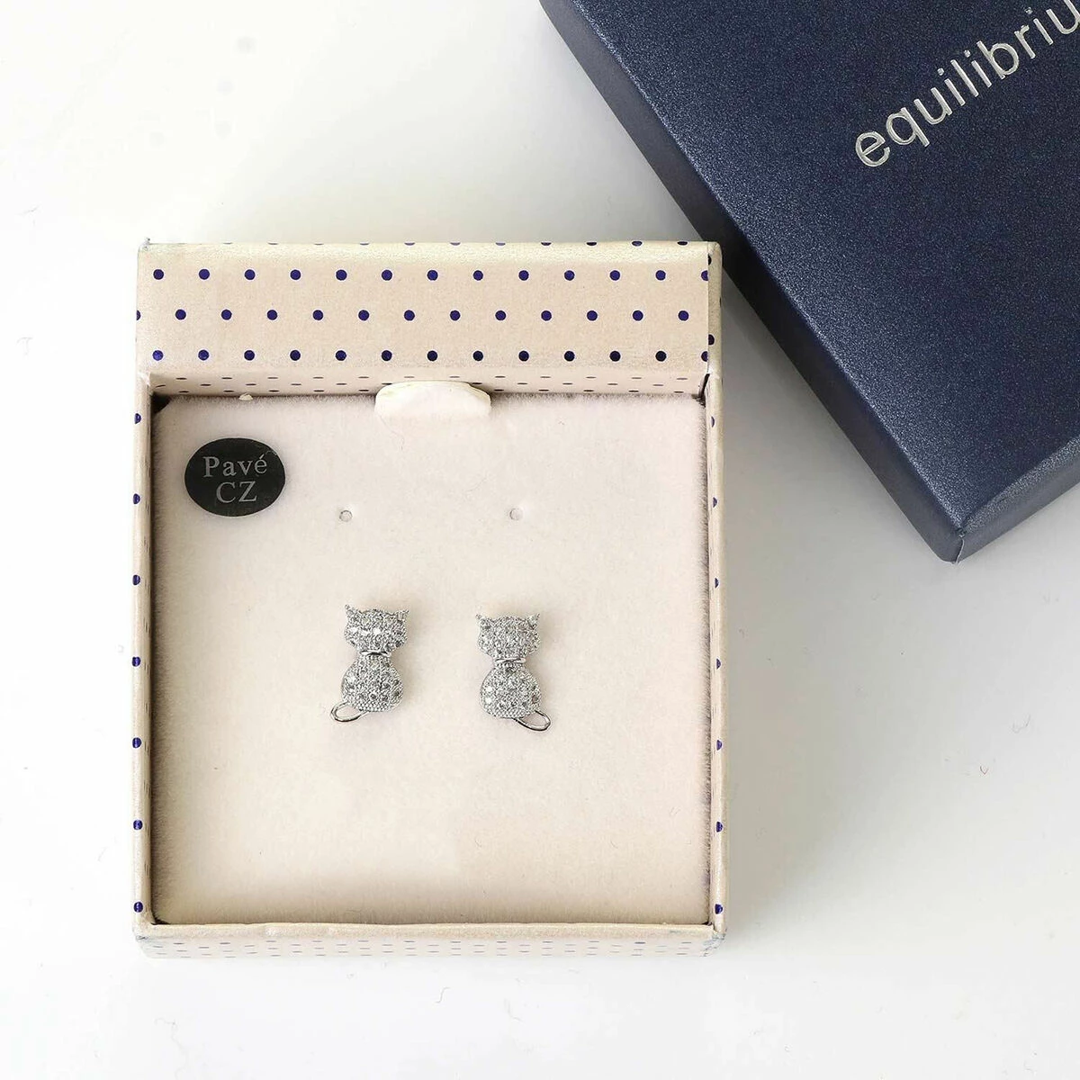 Equilibrium Pavé Cats Stud Silver Plated Earrings 2 Equilibrium Pavé Cats Stud Silver Plated Earrings - Image 2