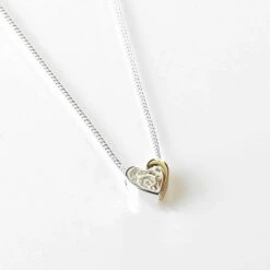 Equilibrium Two Piece Heart Silver And Gold Plated Necklace