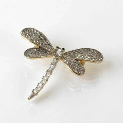Equilibrium Gold Plated Glitzy Dragonfly Brooch