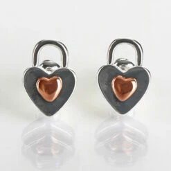 Equilibrium Love Locks Two Tone Heart Earrings