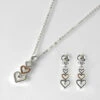 Equilibrium Two Tone Trio Of Hearts Necklace & Earrings Gift Set