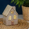 Shudehill Village Pottery Pale Grey House Tealight Holder