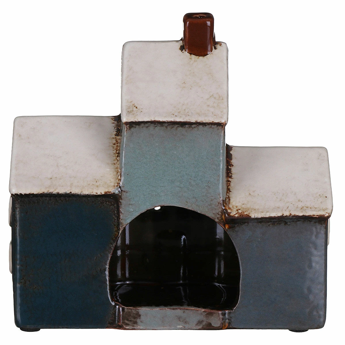 Shudehill Village Pottery Grey & Navy Three House Tealight Holder 4 Shudehill Village Pottery Grey & Navy Three House Tealight Holder - Image 4