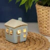 Shudehill Village Pottery Square Pale Blue House Mini Tealight Holder