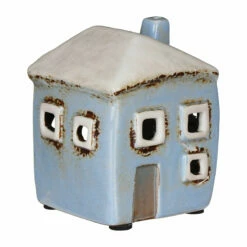Shudehill Village Pottery Square Pale Blue House Mini Tealight Holder -gifts shop joe davies 331050 shudehill village pottery square pale blue house mini tealight holder 2