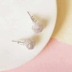 Equilibrium Silver Plated Rope Knot Stud Earrings -gifts shop joe davies equilibrium 319728 silver plated rope knot stud earrings lifestyle