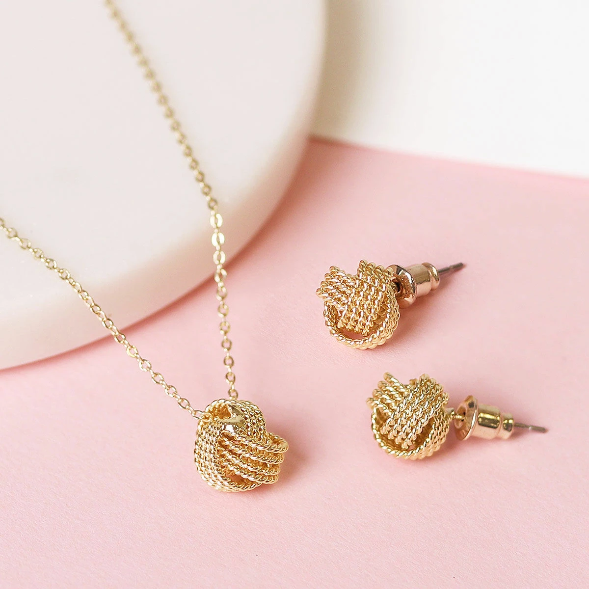 Equilibrium Gold Plated Rope Knot Stud Earrings 6 Equilibrium Gold Plated Rope Knot Stud Earrings - Image 6