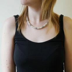 Equilibrium Silver Plated Pearl Lace Necklace -gifts shop joe davies equilibrium silver plate pearl and lace necklace 7383 image02