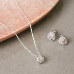 Equilibrium Silver Plated Rope Knot Stud Earrings -gifts shop joe davies equilibrium silver plated rope knot stud jewellery set lifestyle