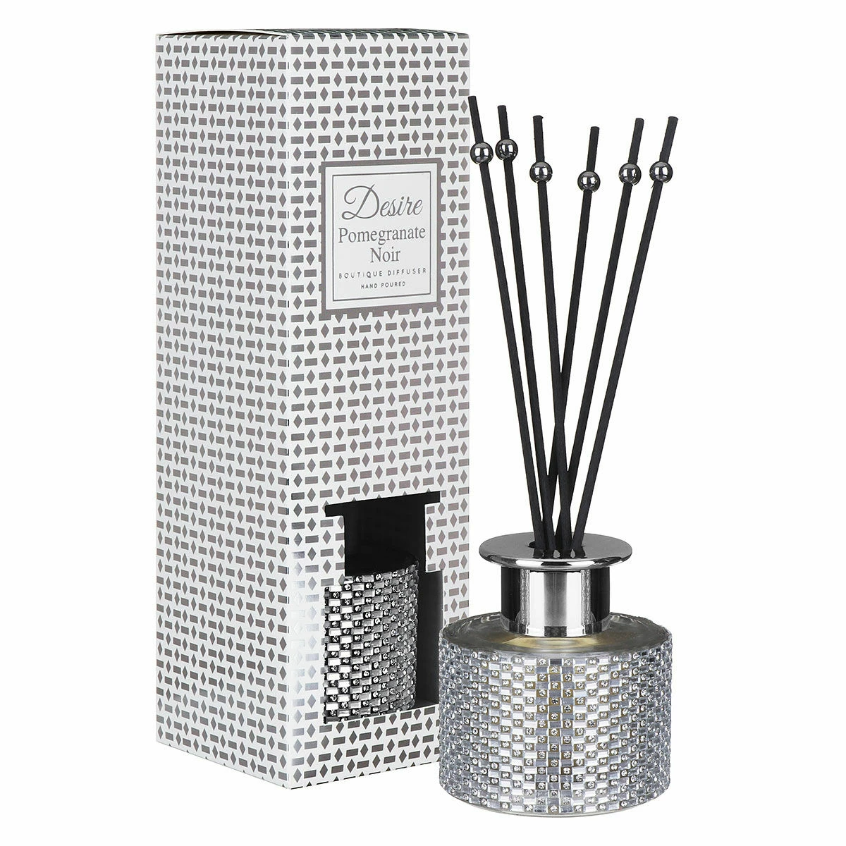 Desire Silver Diamante Pomegranate Noir 100ml Reed Diffuser 2 Desire Silver Diamante Pomegranate Noir 100ml Reed Diffuser - Image 2