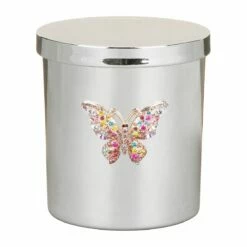 Desire Silver Butterfly Pomegranate Noir Soy Wax Candle -gifts shop lesser pavey lp49695 silver butterfly pomegranate noir candle 2