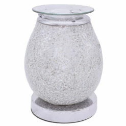 Desire Bulbous Silver Mosaic Aroma Lamp Wax Melt Warmer -gifts shop lesser pavey lp45319 desire silver mosaic aroma melt warmer 2