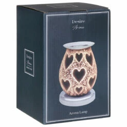 Desire Bulbous Satin White Hearts Aroma Lamp Wax Melt Warmer 11 Desire Bulbous Satin White Hearts Aroma Lamp Wax Melt Warmer -gifts shop lesser pavey lp48152 desire bulbous satin heart aroma lamp wax melt warmer box 1