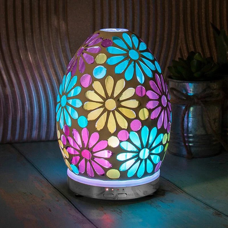 Desire Blue Flower Mosaic Egg Colour Changing Aroma Humidifier 1 Desire Blue Flower Mosaic Egg Colour Changing Aroma Humidifier
