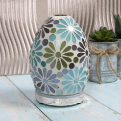 Desire Blue Flower Mosaic Egg Colour Changing Aroma Humidifier 6 Desire Blue Flower Mosaic Egg Colour Changing Aroma Humidifier -gifts shop lesser and pavey lp47497 desire blue flower humidifier lifestyle 2