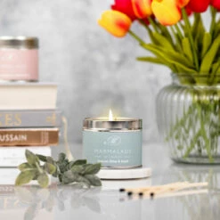 Marmalade Of London Tuscan Lime & Basil 210g Tin Soy Candle -gifts shop marmalade of london 11081 tuscan lime basil 210g tin soy candle lifestyle 3