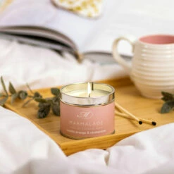 Marmalade Of London Seville Orange & Clementine 210g Tin Soy Candle -gifts shop marmalade of london 11616 seville orange clementine 210g tin soy candle lifestyle 4