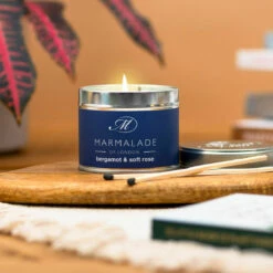 Marmalade Of London Bergamot & Soft Rose 210g Tin Soy Candle -gifts shop marmalade of london 11630 bergamot soft rose 210g tin soy candle lifestyle 2