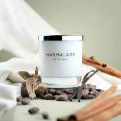 Marmalade Of London Cashmere & Cocoa 230g Luxury Glass Soy Candle -gifts shop marmalade of london 12125 cashmere cocoa 230g luxury glass candle lifestyle 1 1