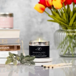 Marmalade Of London English Rosemary & Patchouli 210g Tin Soy Candle -gifts shop marmalade of london 12804 english rosemary patchouli 210g tin soy candle lifestyle 3