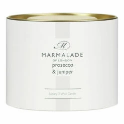 Marmalade Of London Prosecco & Juniper 400g 3 Wick Glass Soy Candle -gifts shop marmalade of london 13283 prosecco juniper 400g 3 wick glass candle 4